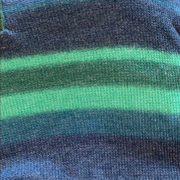 TERRA & SKY henley long sleeve waffle thermal pullover green blue top size 14W - Picture 7 of 13